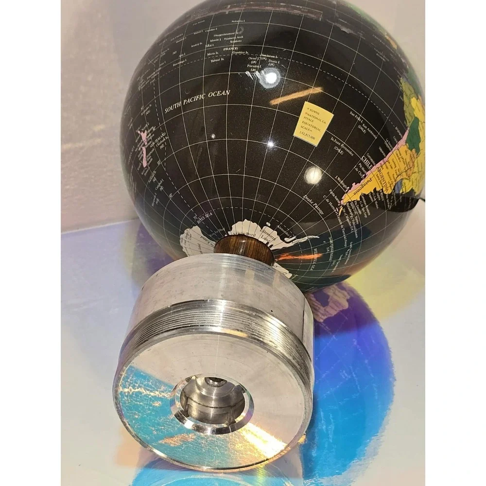 Vintage Black World Globe Desk Decor‎ Metal Base Geographic Atlas Style Used
